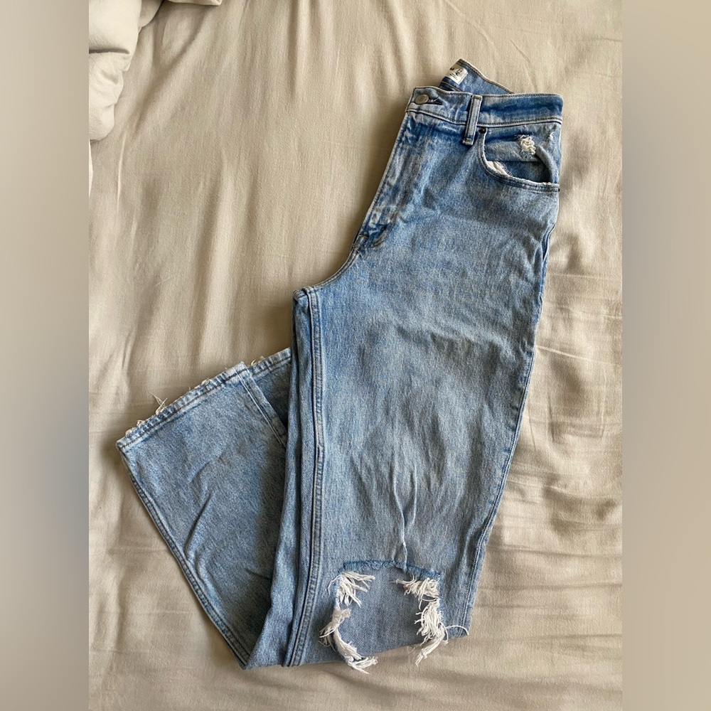 Abercrombie & Fitch Women's Straight Leg Jeans - Light Blue
